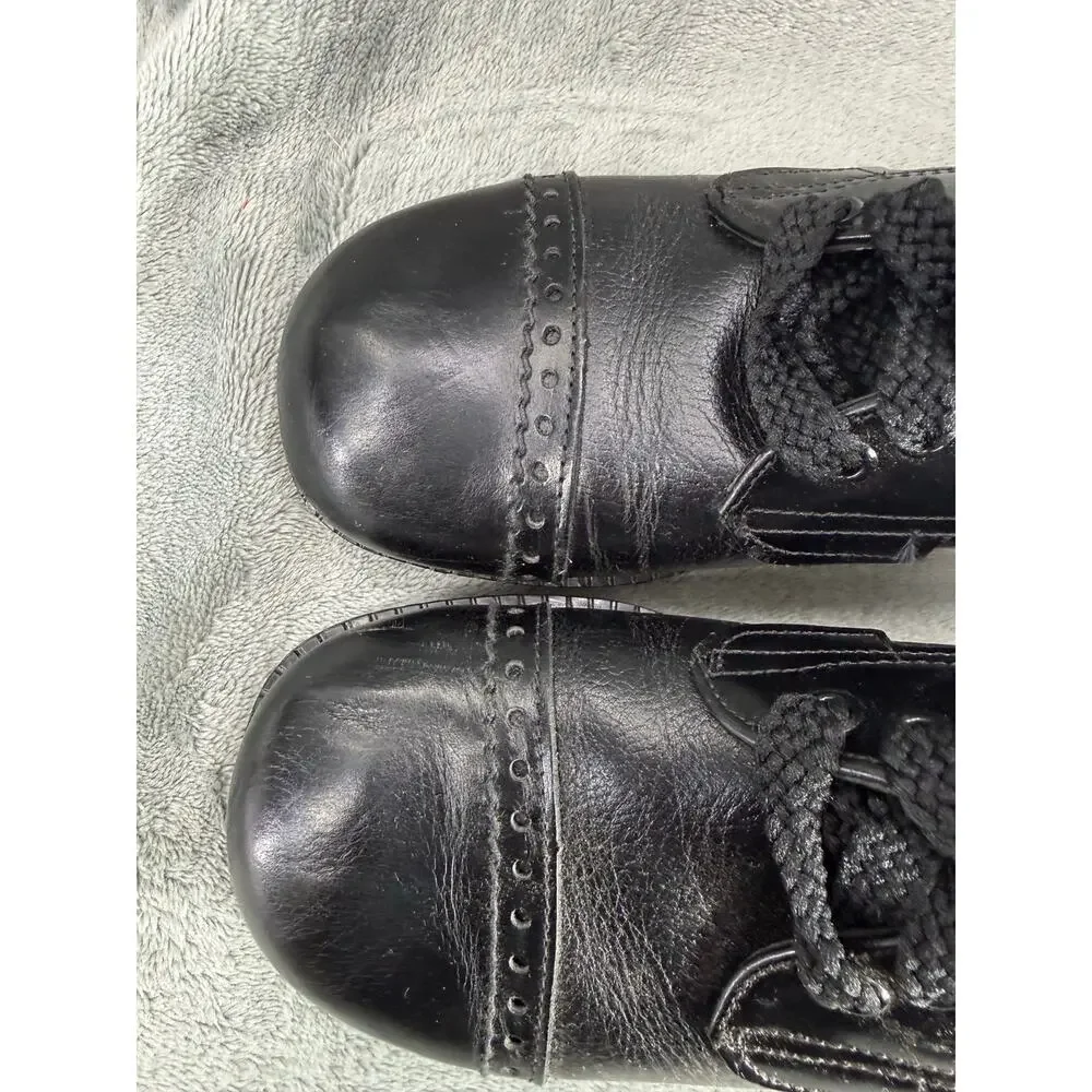 Vintage Sears Black Leather Cap Toe Oxford Kids Size 6.5D with Original Box